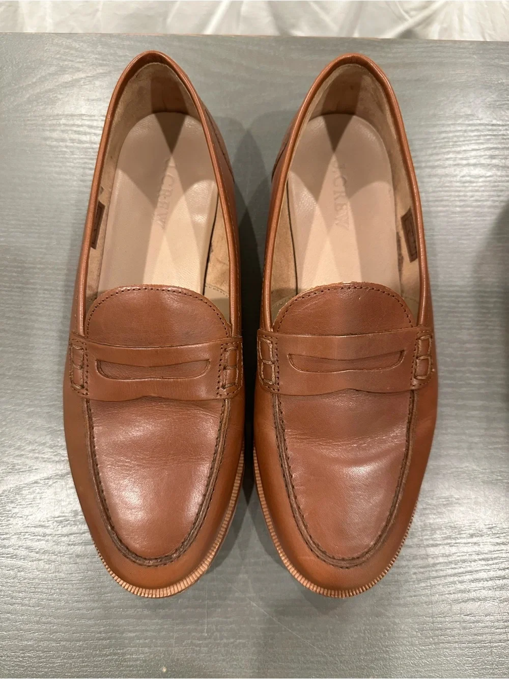 J.Crew Ryan Leather Penny Loafers Cognac Brown Women’s Size 7.5